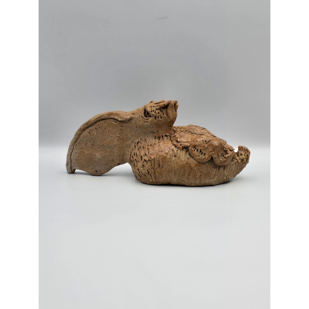 Handmade Terracotta Pelican Figurine Sculpture Rustic Home Decor